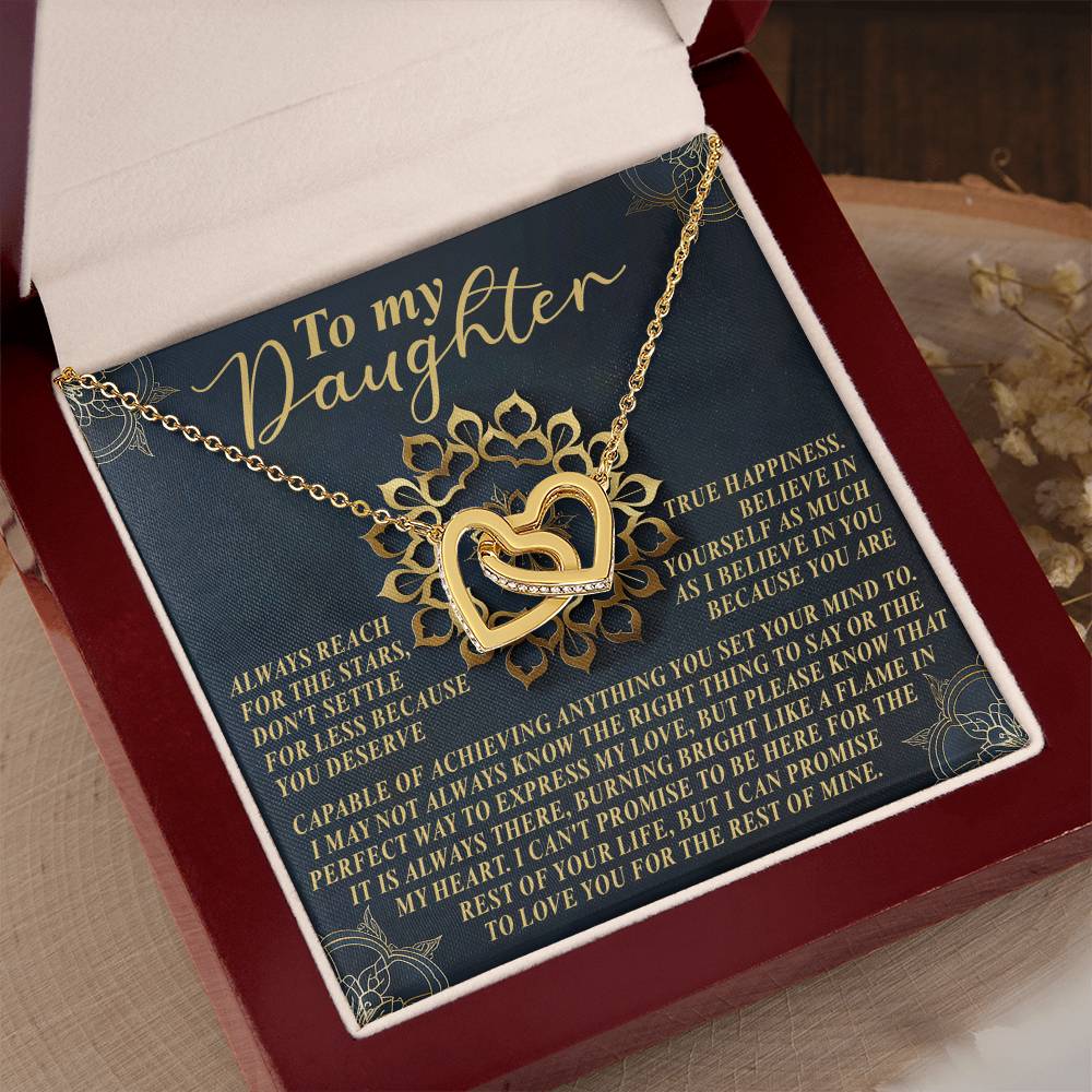 "You Deserve the Stars" - Interlocking Hearts Necklace for Daughter