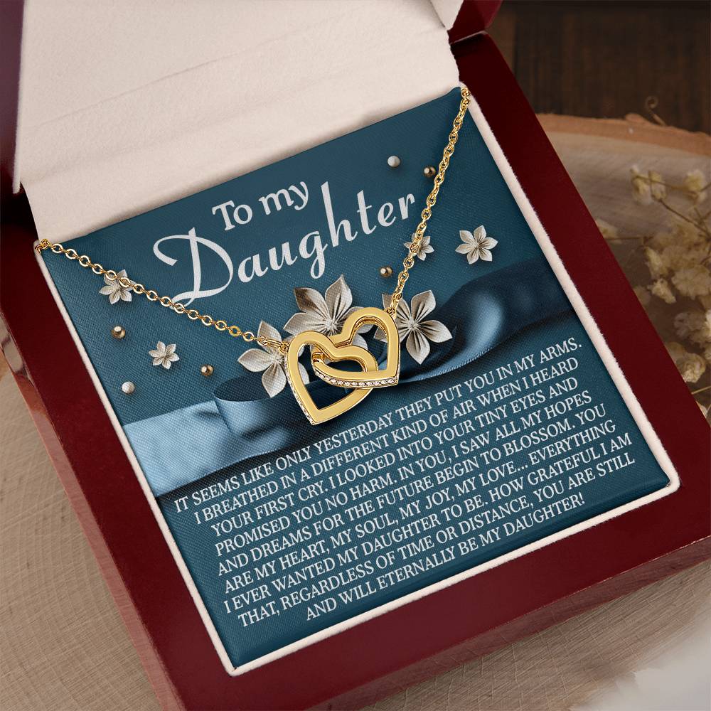 "Eternally My Daughter" – Interlocking Hearts Necklace