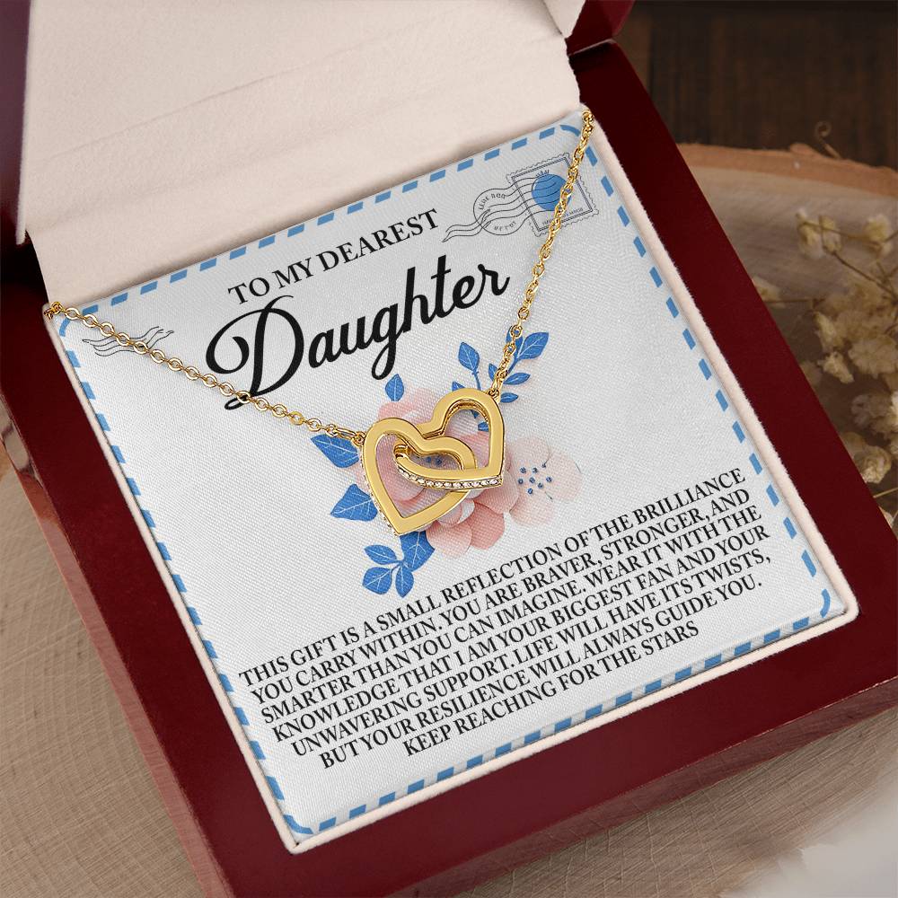 "Keep Reaching for the Stars" – Interlocking Hearts Necklace for Daughter