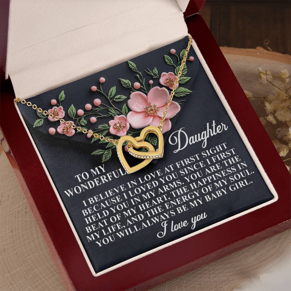 "The Beat of My Heart" – Interlocking Hearts Necklace for Daughter