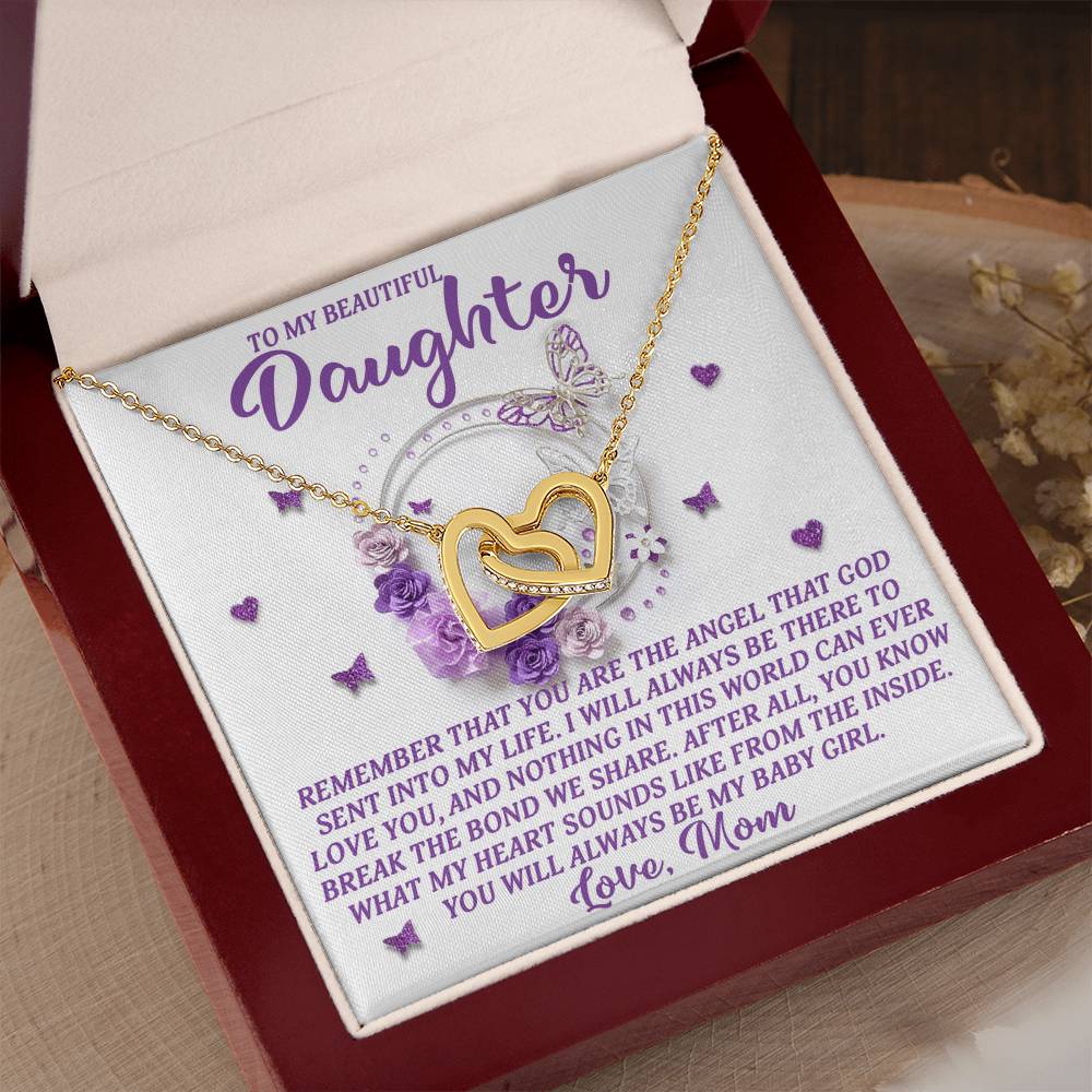 My Baby Girl Forever" Interlocking Hearts Necklace
