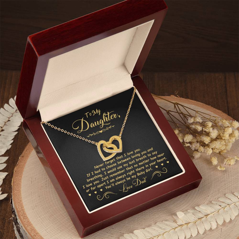 To My Daughter - Baby Girl - Interlocking Heart Necklace