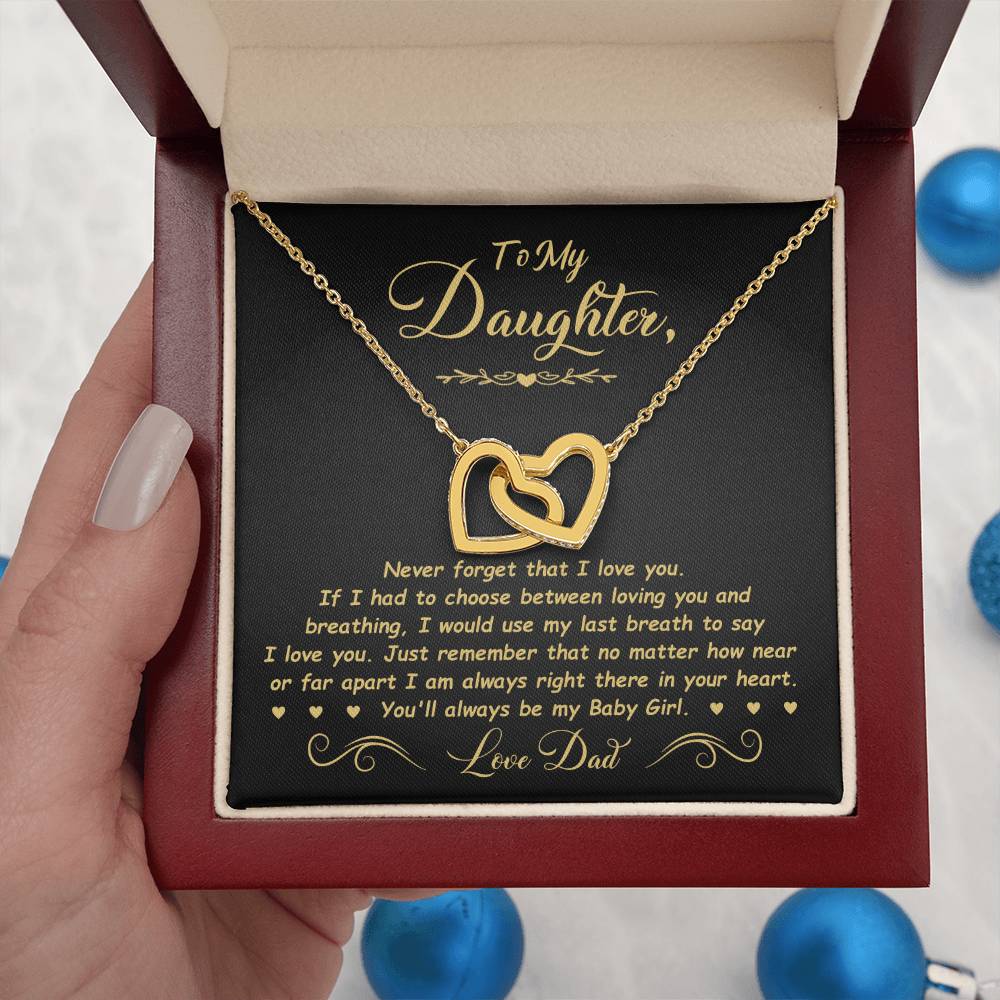 To My Daughter - Baby Girl - Interlocking Heart Necklace