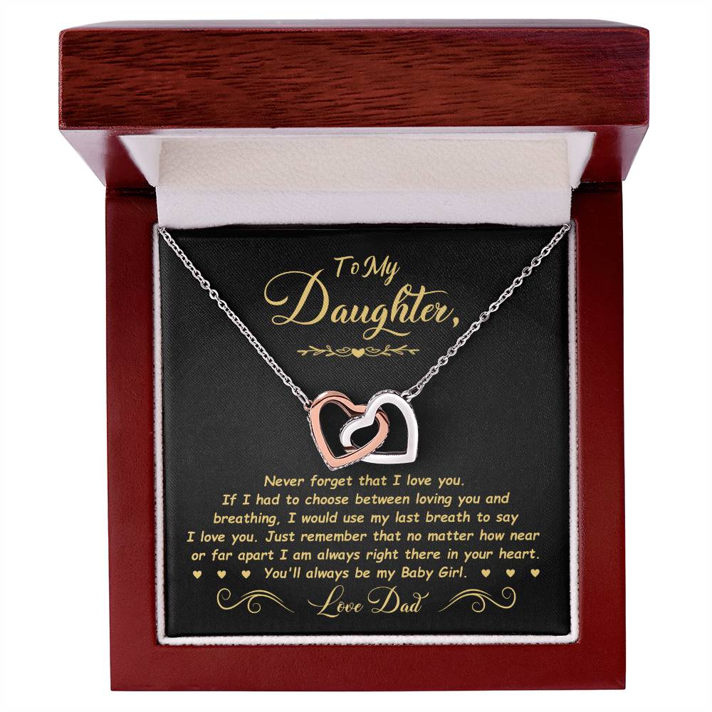 To My Daughter - Baby Girl - Interlocking Heart Necklace