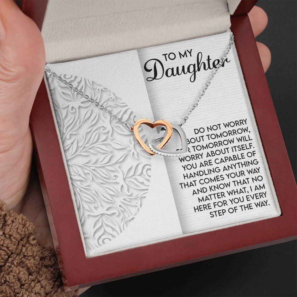 "Here for Every Step" Interlocking Hearts Necklace