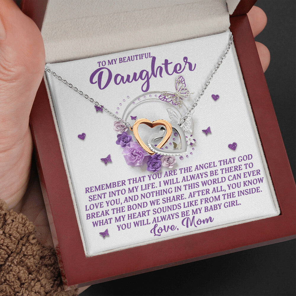 My Baby Girl Forever" Interlocking Hearts Necklace