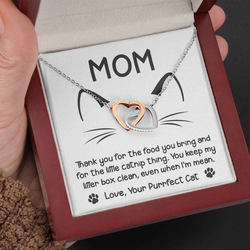 To My Purrfect Cat Mom – Interlocking Hearts Necklace from Your Feline Friend