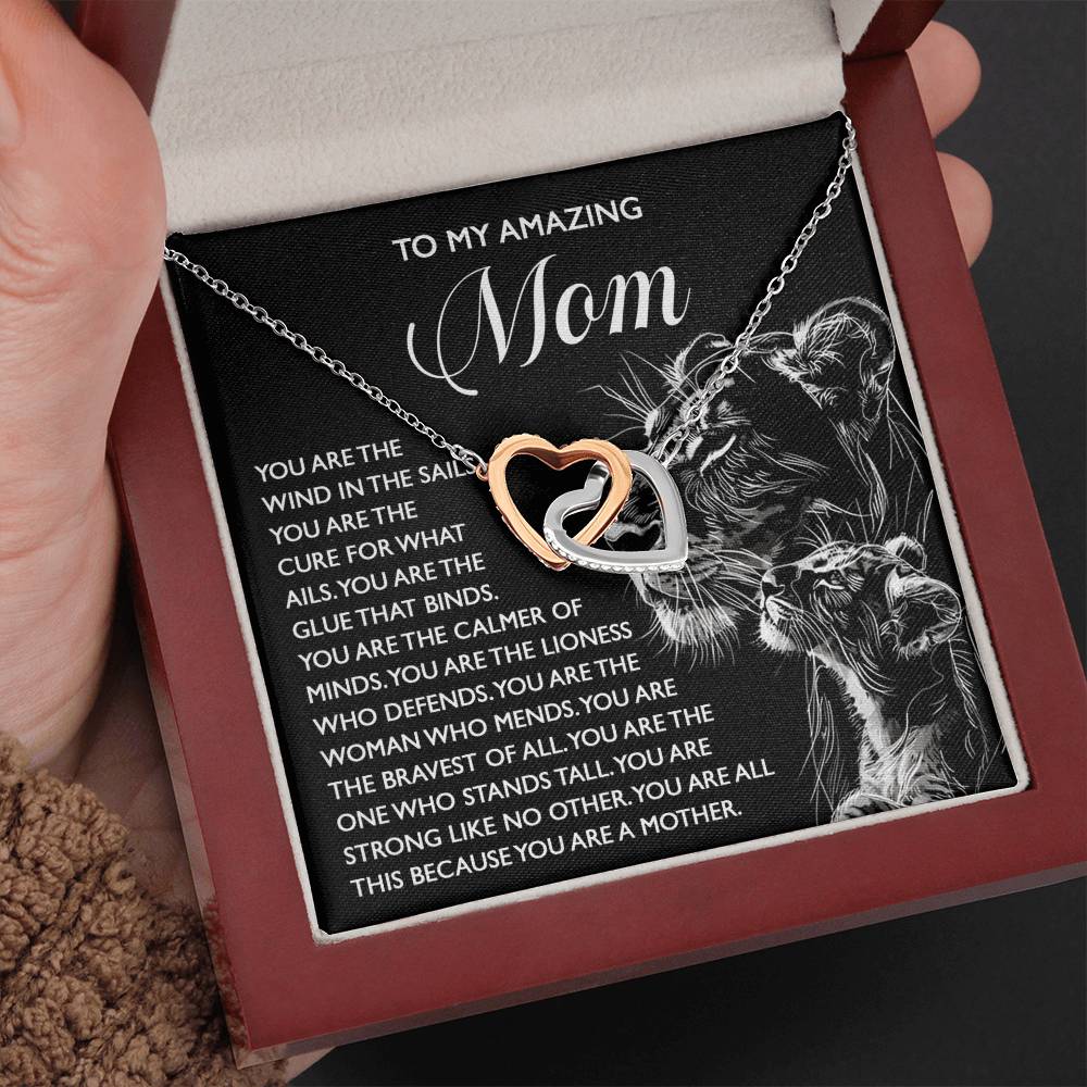 "Lionhearted Mom" – Interlocking Hearts Necklace