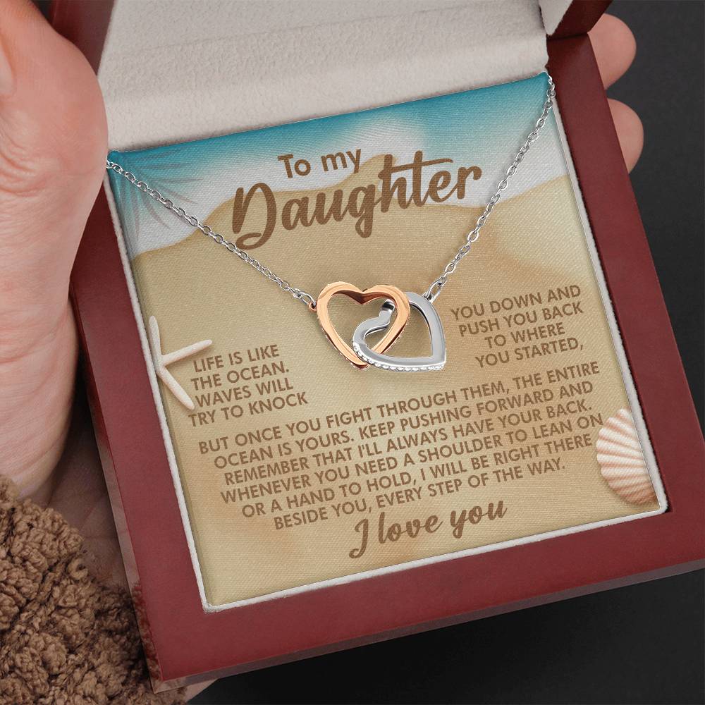 "Ride Every Wave" Interlocking Hearts Necklace