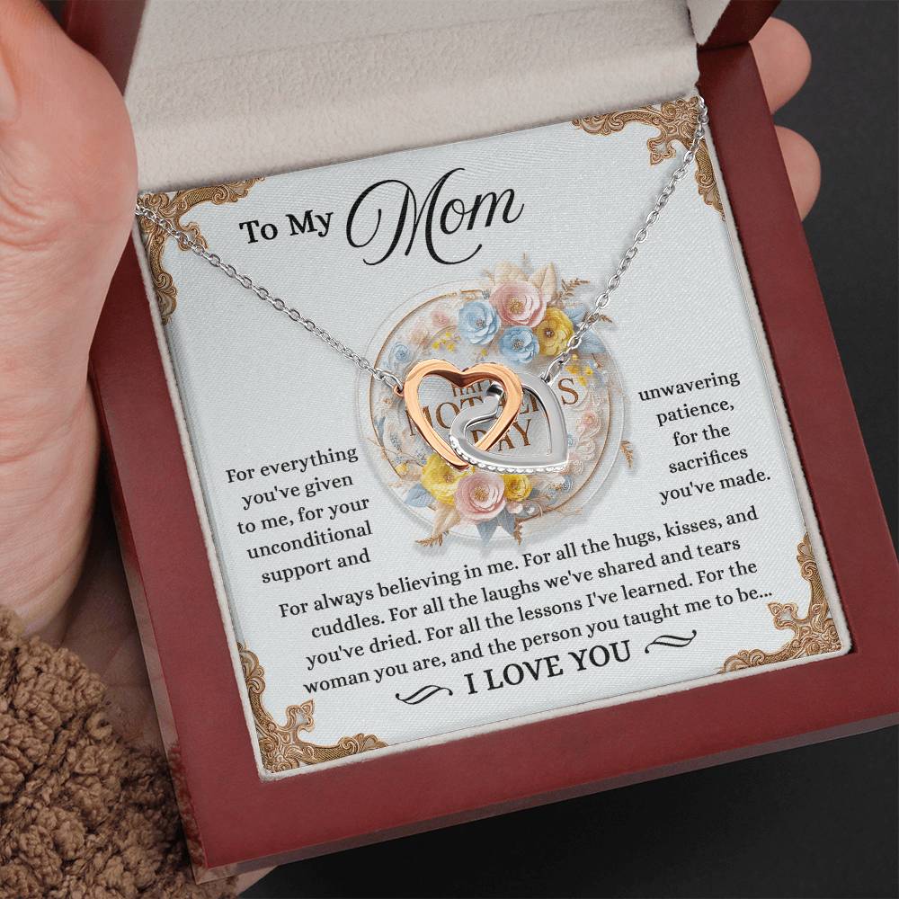 "For Everything You’ve Given Me" – Interlocking Hearts Necklace for Mom