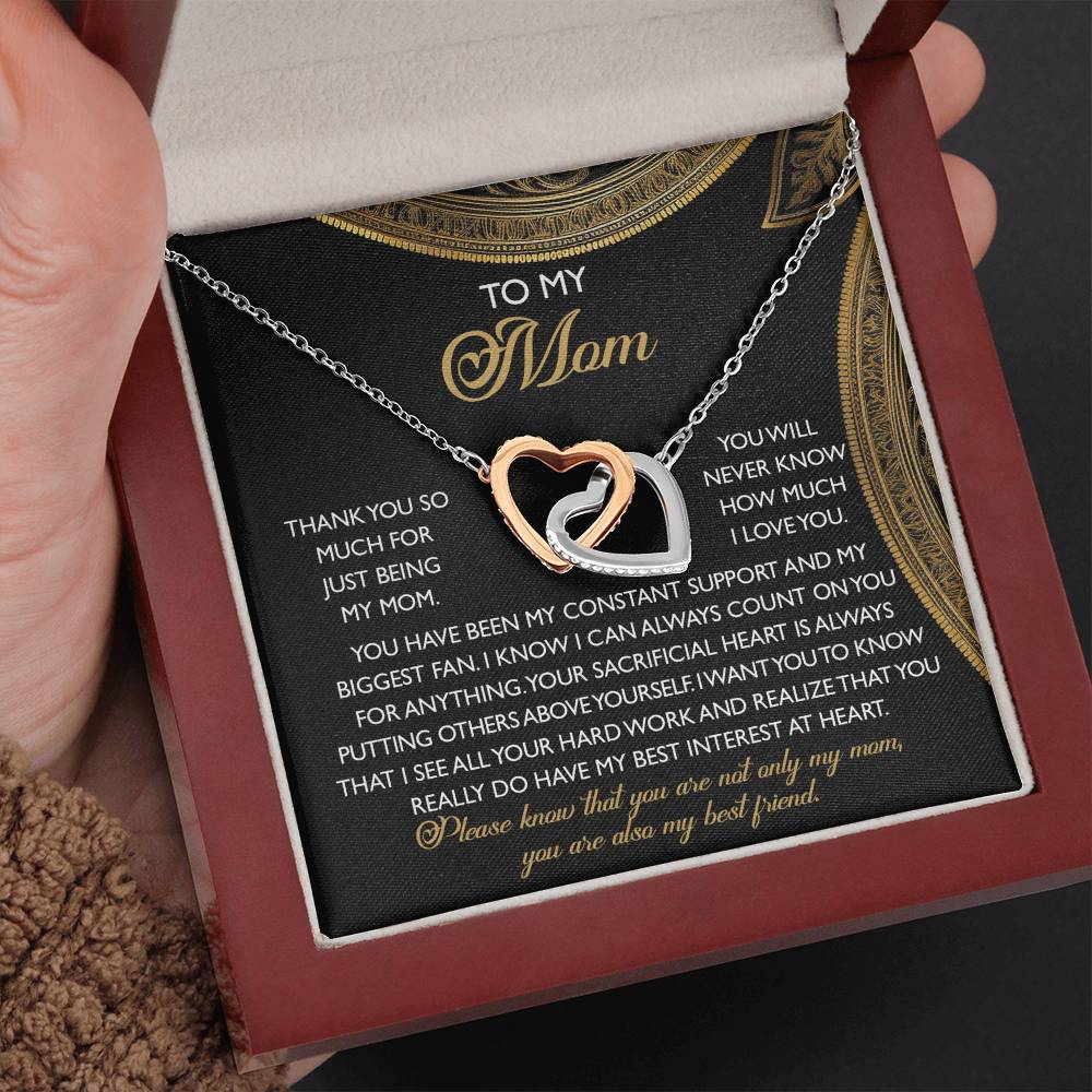 "My Mom, My Best Friend" – Interlocking Hearts Necklace