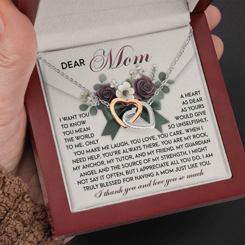 "Forever My Rock" – Interlocking Hearts Necklace for Mom