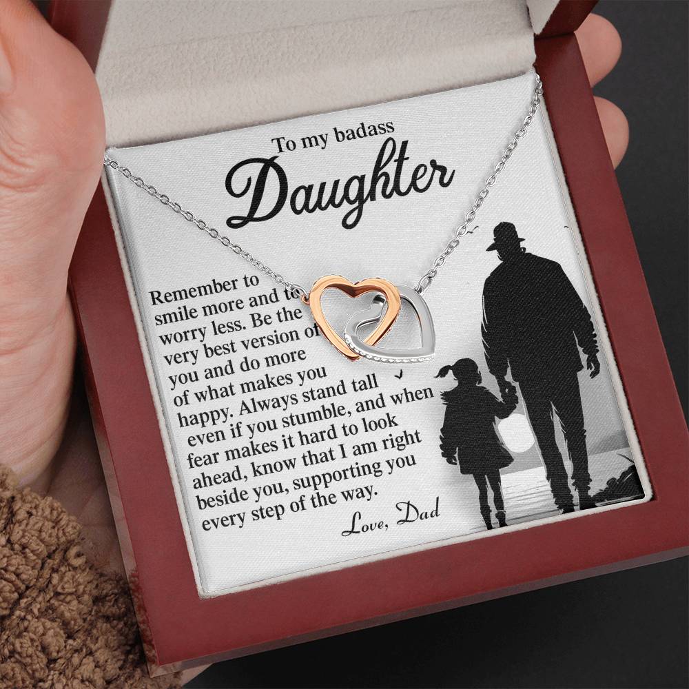 "To My Badass Daughter" Interlocking Hearts Necklace – From Dad