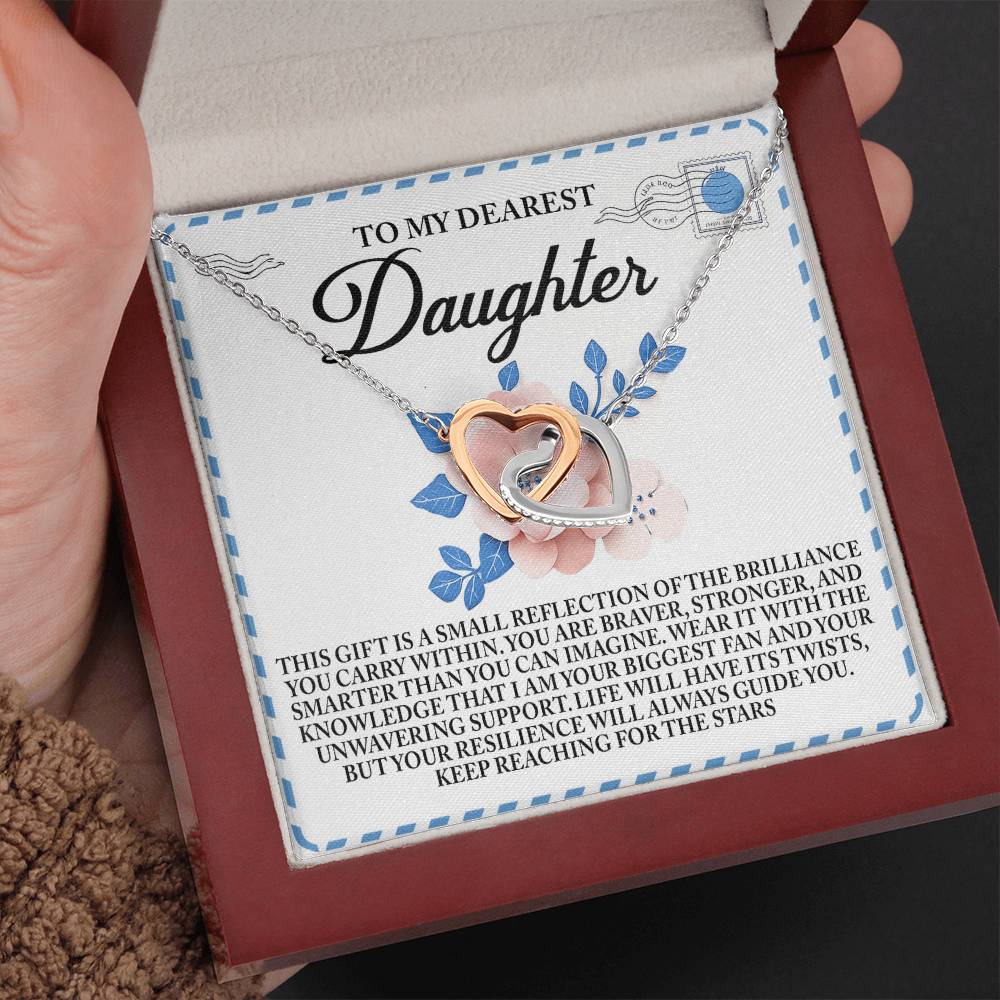"Keep Reaching for the Stars" – Interlocking Hearts Necklace for Daughter