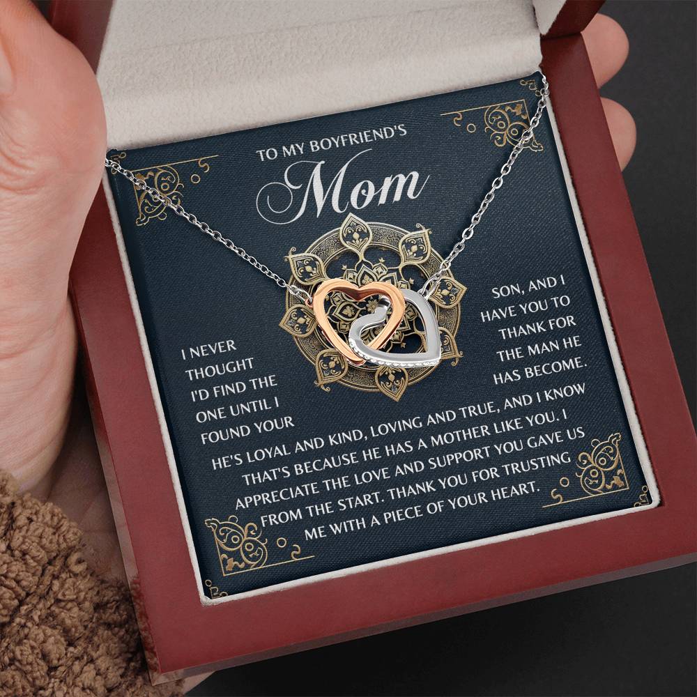 "Thank You for Him" – Interlocking Heart Necklace for Boyfriend's Mom