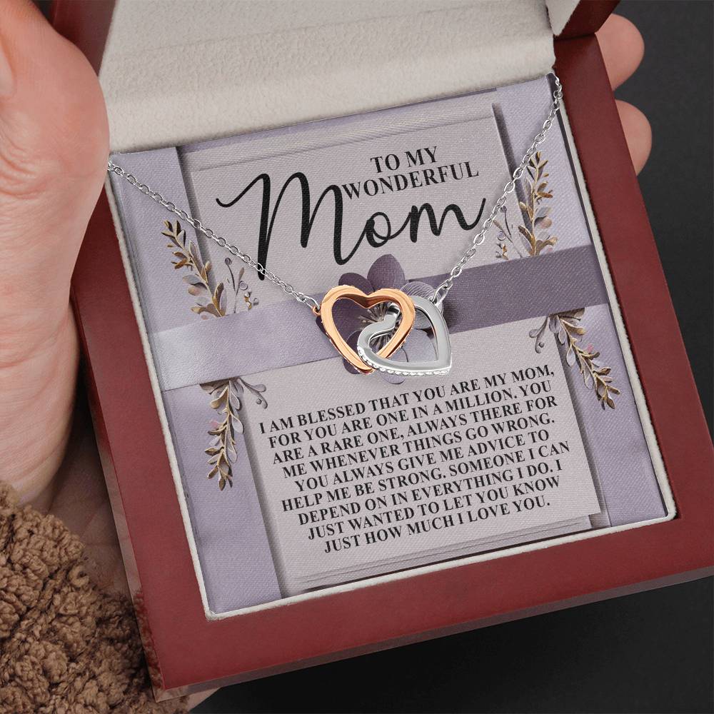 To My Wonderful Mom – One in a Million Interlocking Hearts Necklace