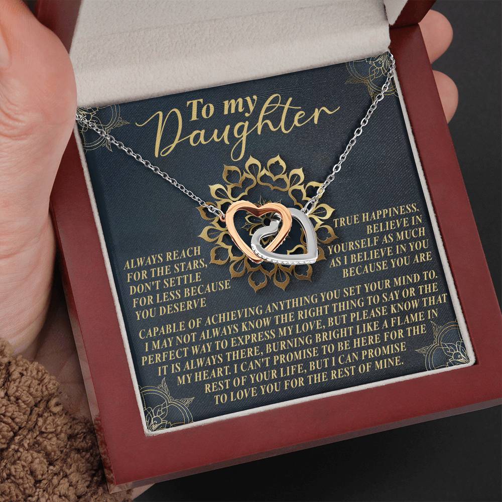 "You Deserve the Stars" - Interlocking Hearts Necklace for Daughter
