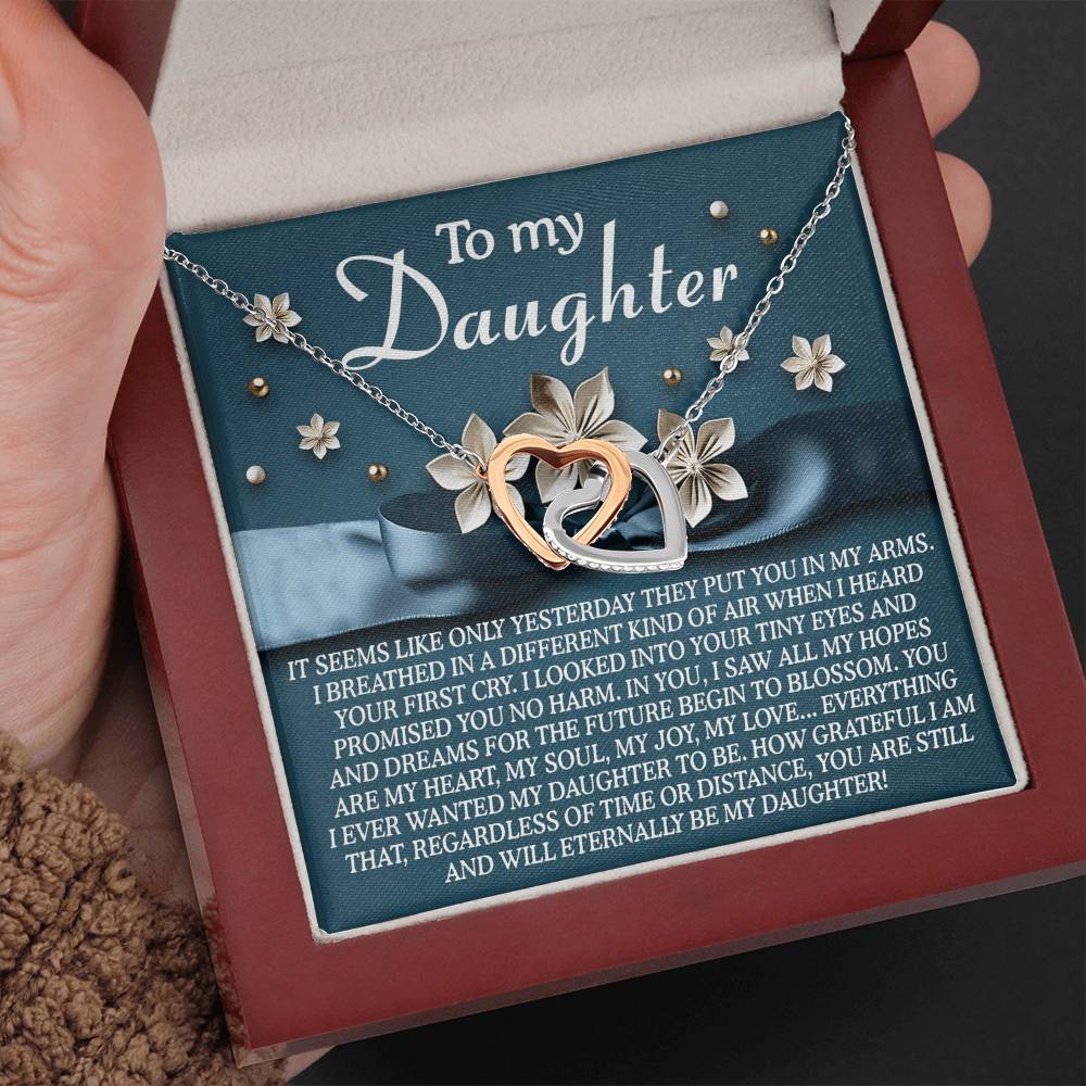 "Eternally My Daughter" – Interlocking Hearts Necklace