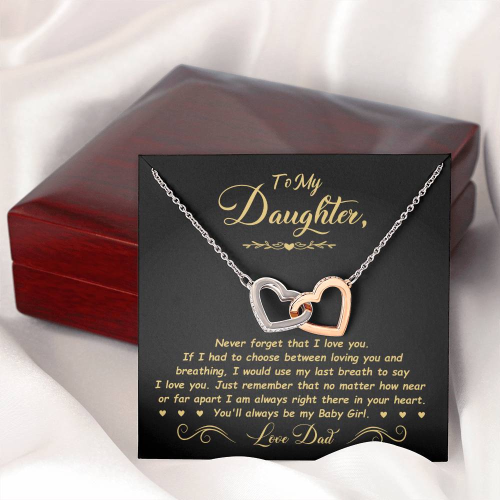 To My Daughter - Baby Girl - Interlocking Heart Necklace