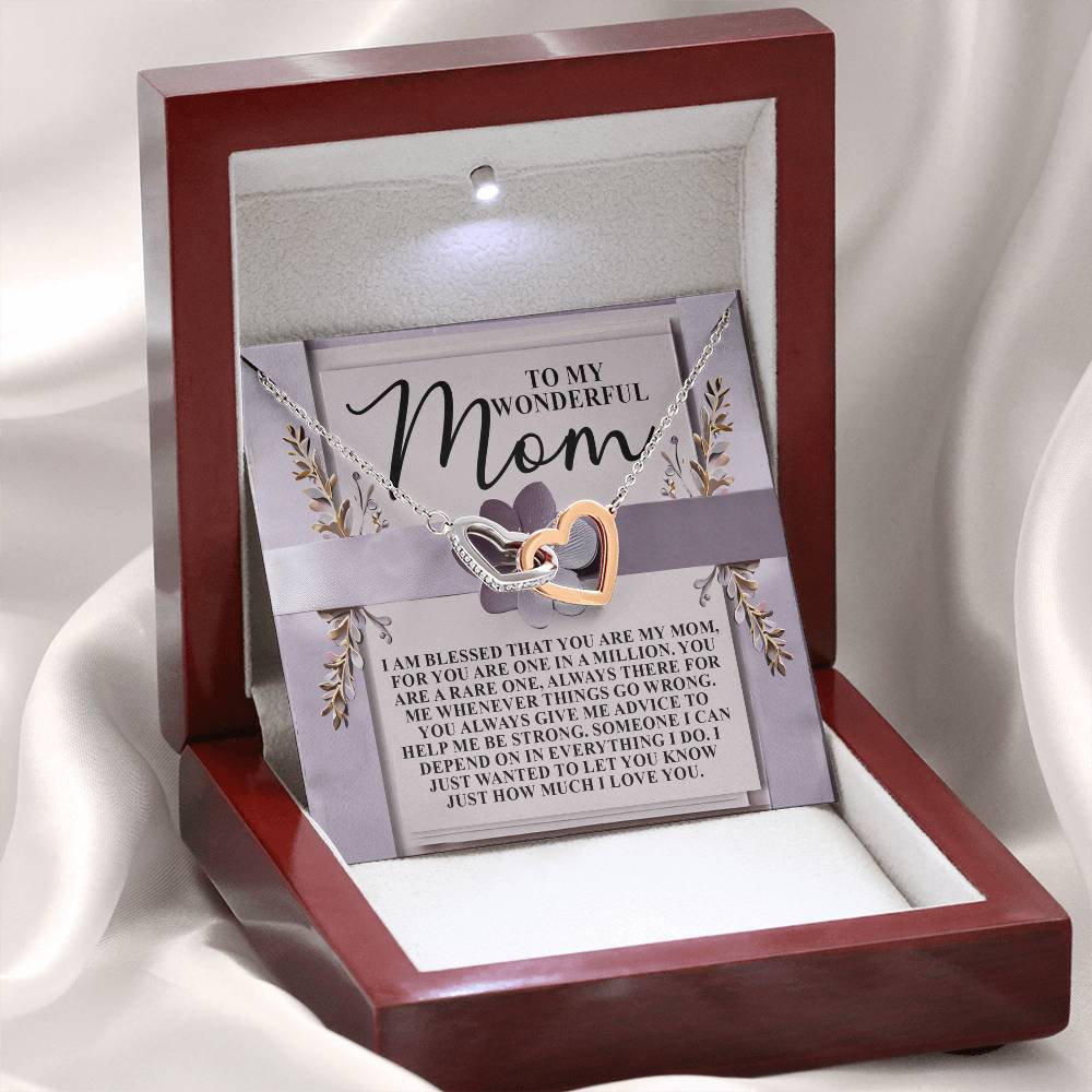To My Wonderful Mom – One in a Million Interlocking Hearts Necklace