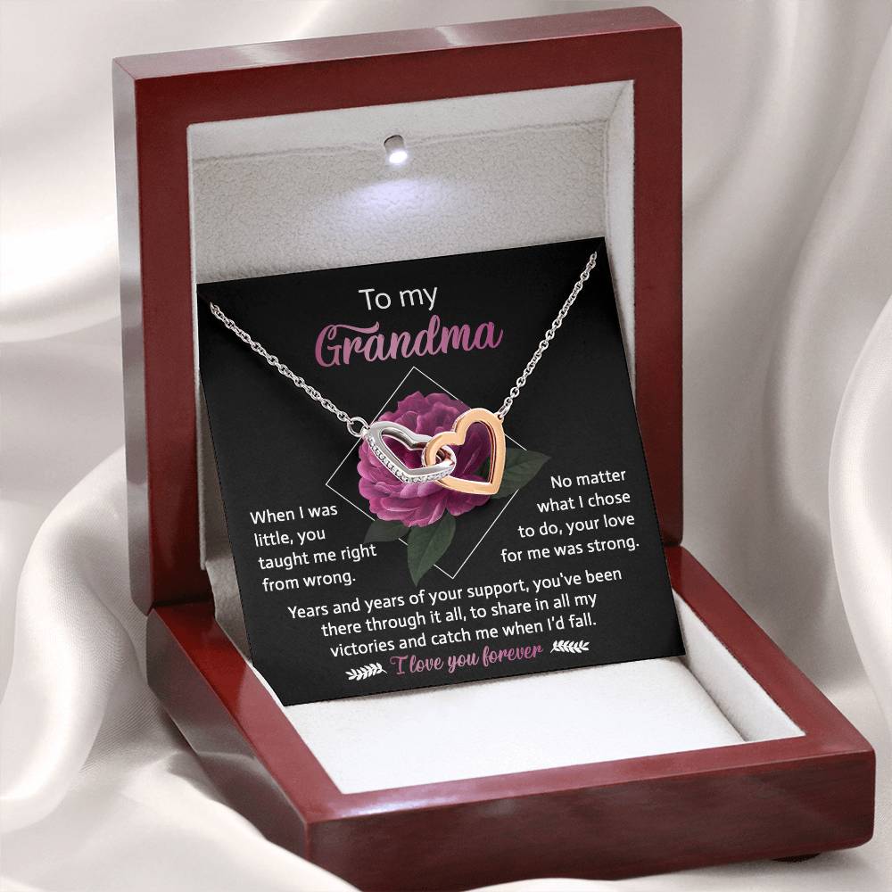 To My Grandma – Interlocking Hearts Necklace of Endless Love & Wisdom