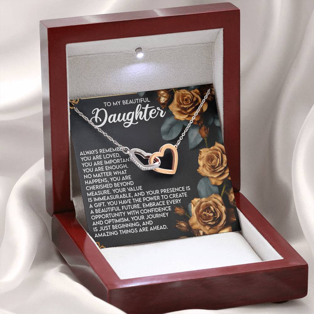 "Your Journey Is Just Beginning" – Interlocking Hearts Necklace for Daughter