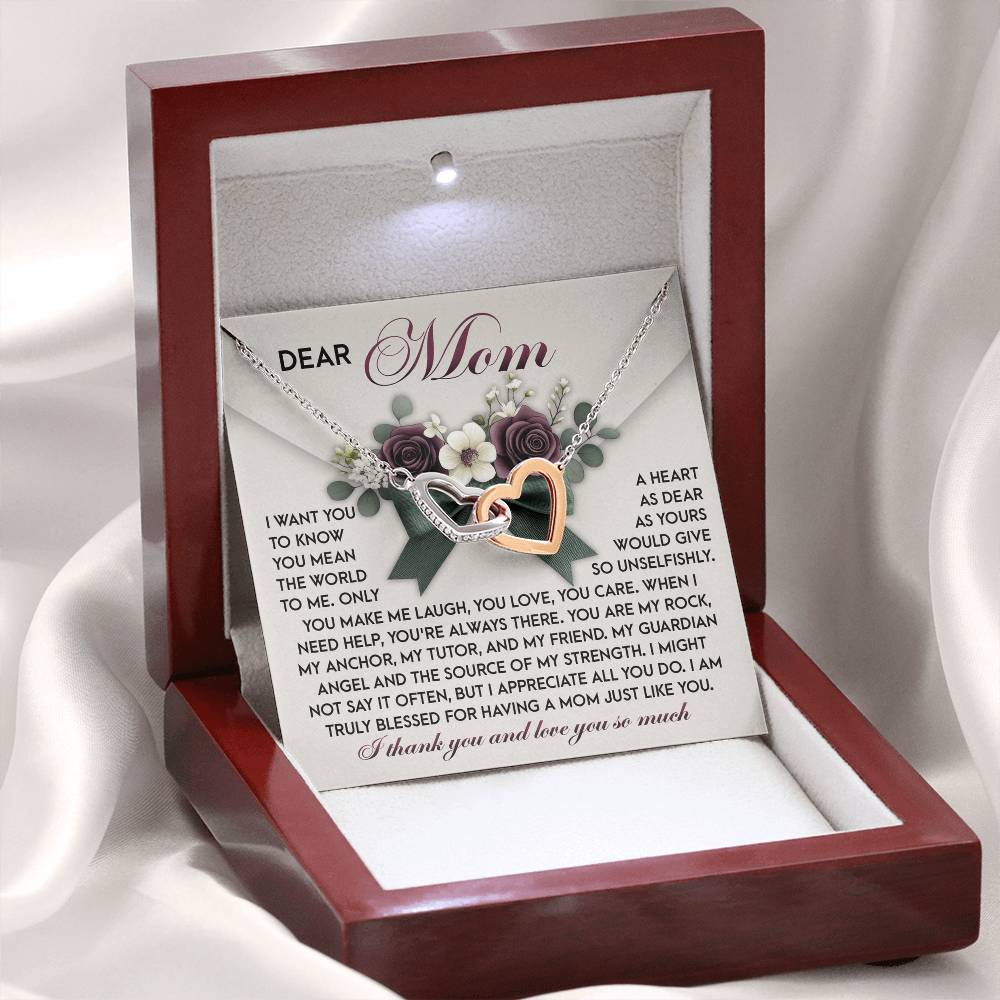 "Forever My Rock" – Interlocking Hearts Necklace for Mom