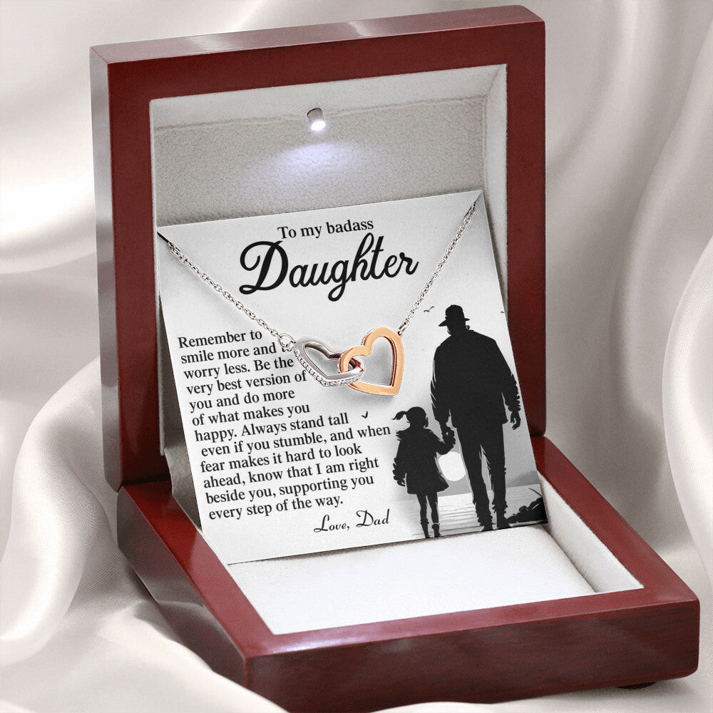"To My Badass Daughter" Interlocking Hearts Necklace – From Dad