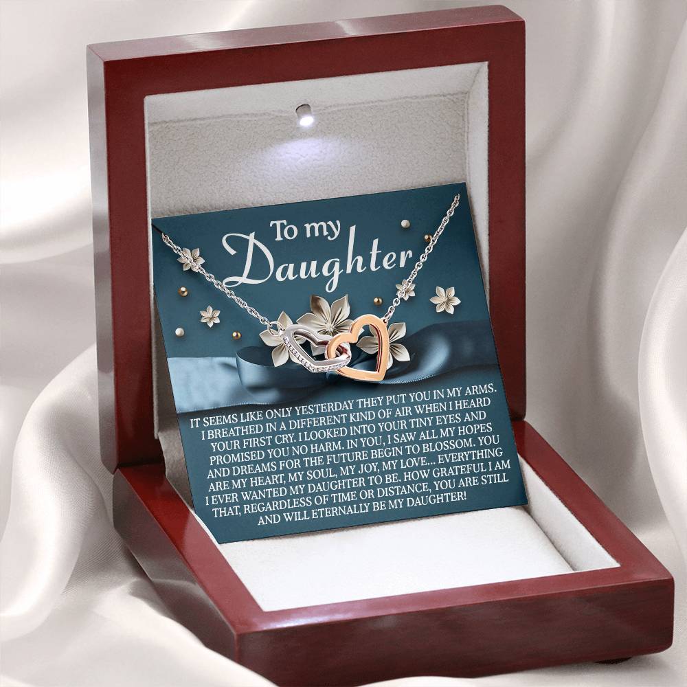 "Eternally My Daughter" – Interlocking Hearts Necklace