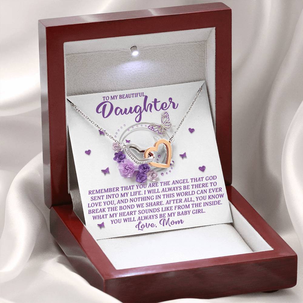 My Baby Girl Forever" Interlocking Hearts Necklace