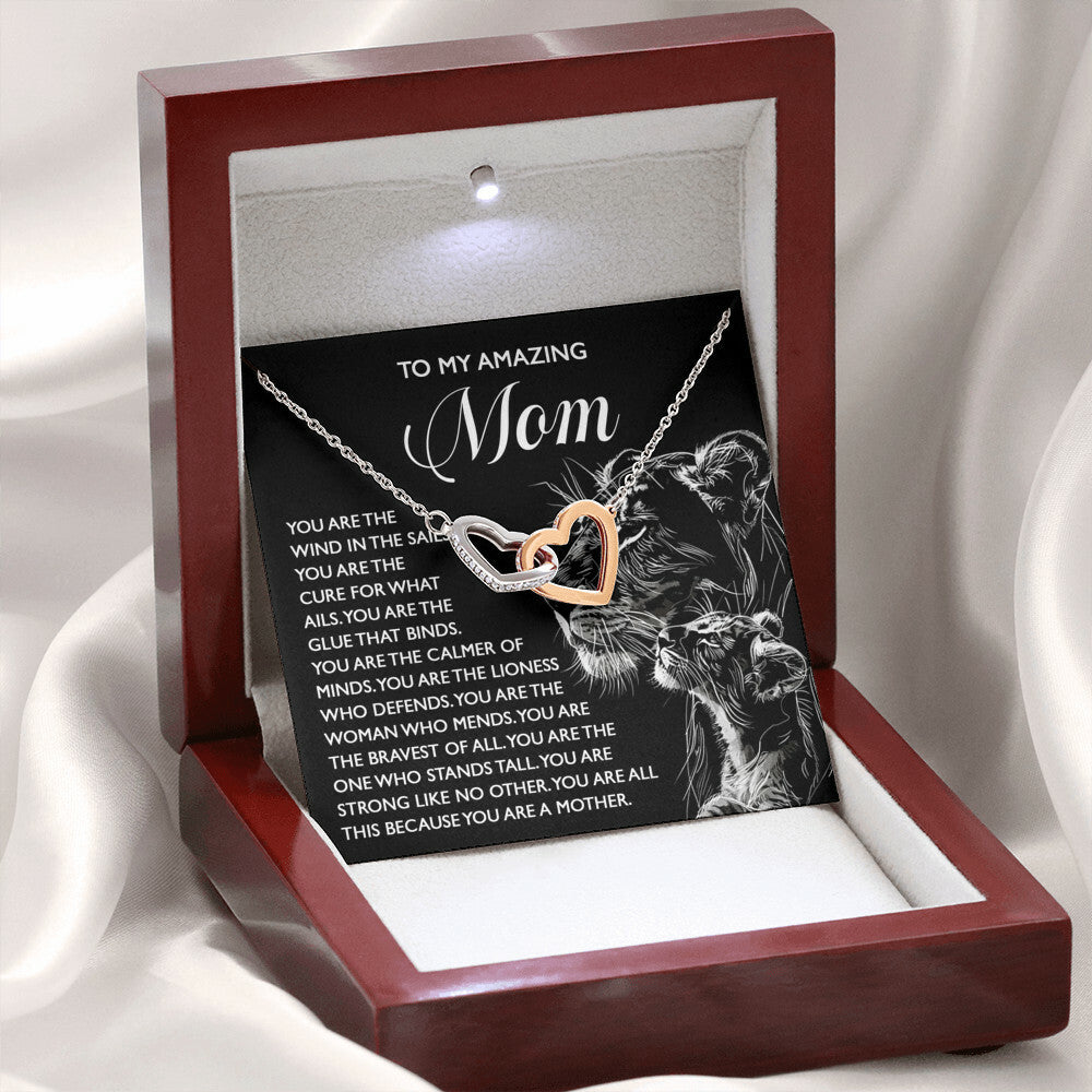 "Lionhearted Mom" – Interlocking Hearts Necklace