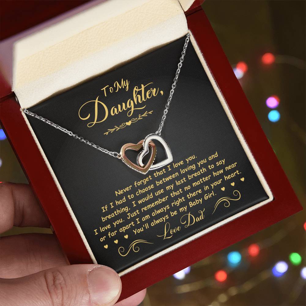 To My Daughter - Baby Girl - Interlocking Heart Necklace