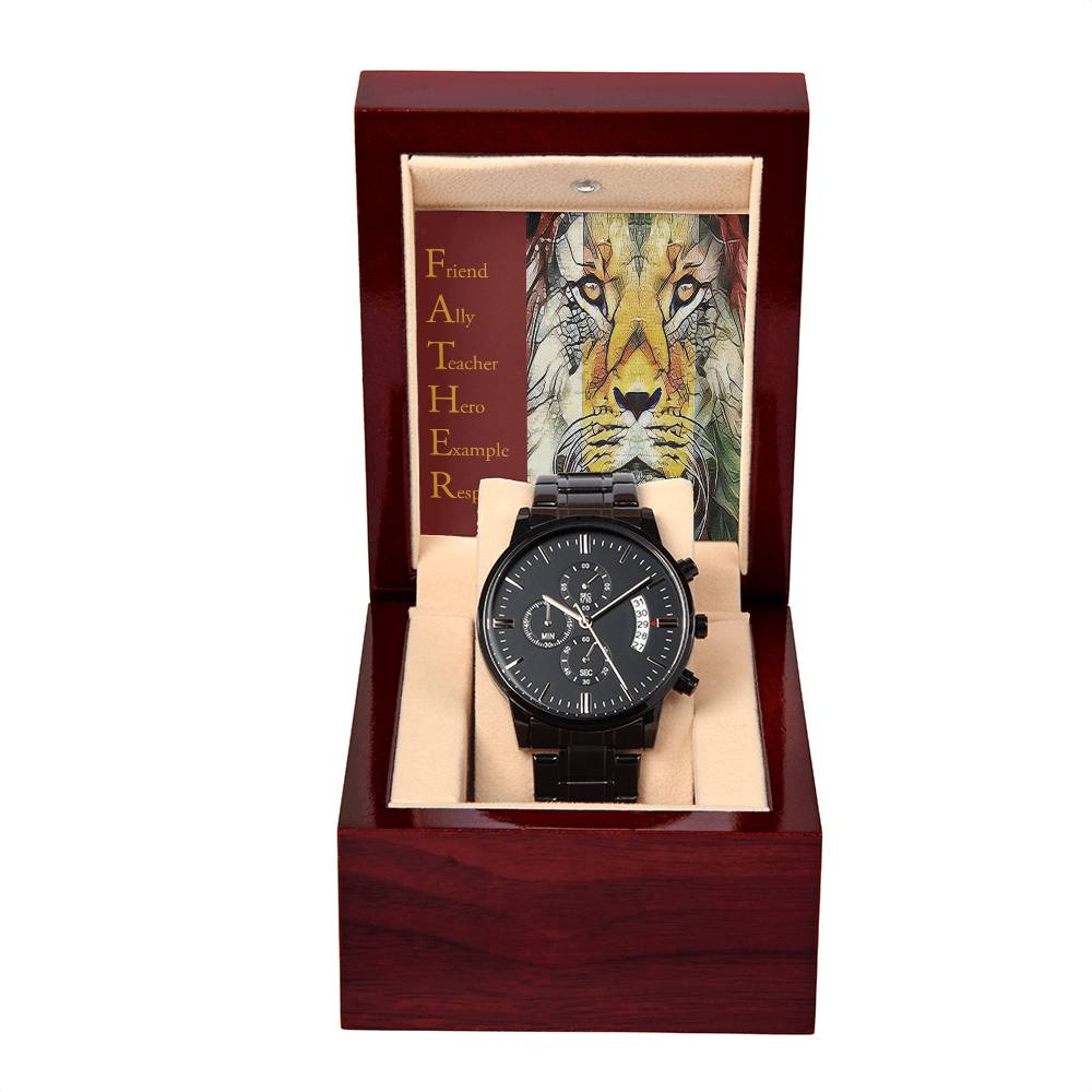 F.A.T.H.E.R. Lion Watch Gift – Black Chronograph
