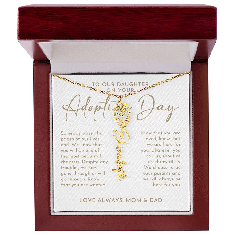 To Our Daughter On Your Adoption Day - Flower Name Necklace