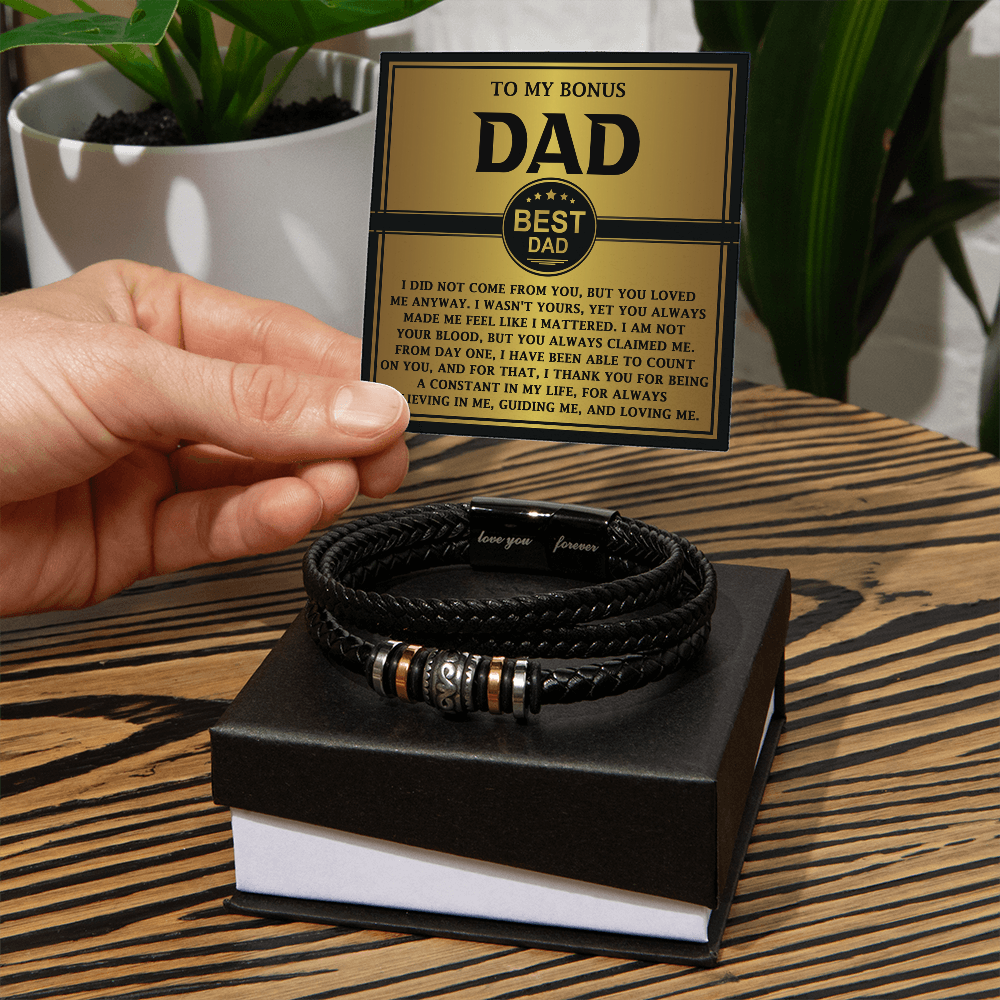 To My Bonus Dad – Heartfelt Men's Bracelet