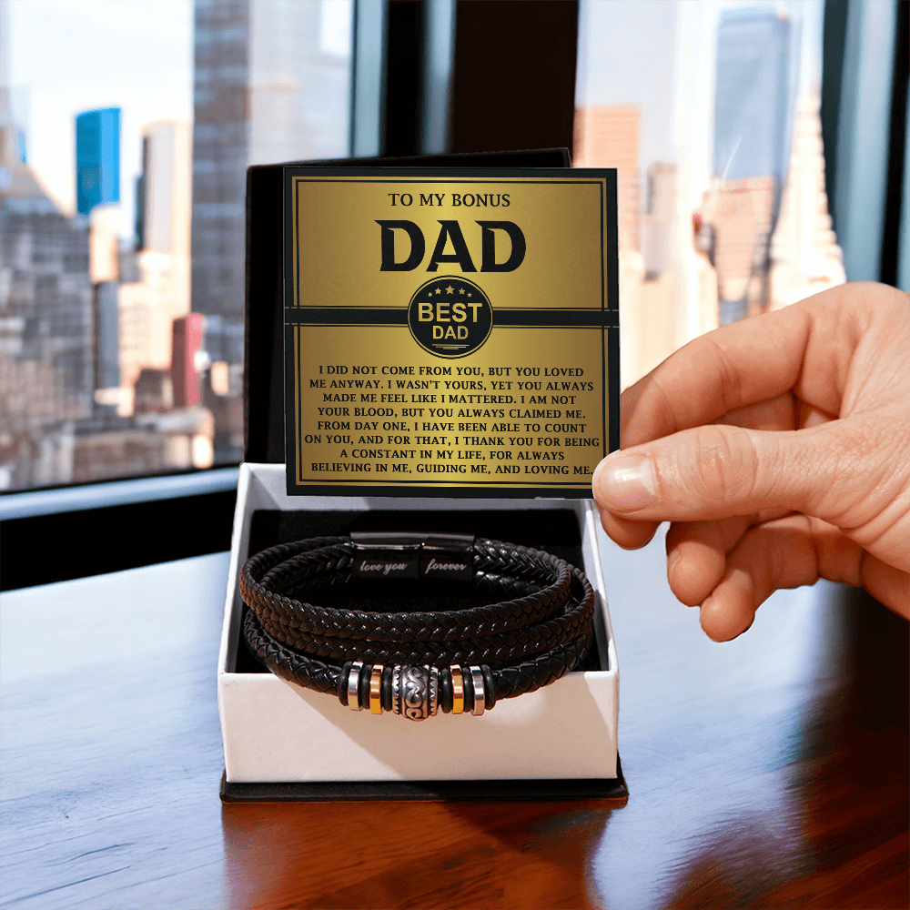 To My Bonus Dad – Heartfelt Men's Bracelet