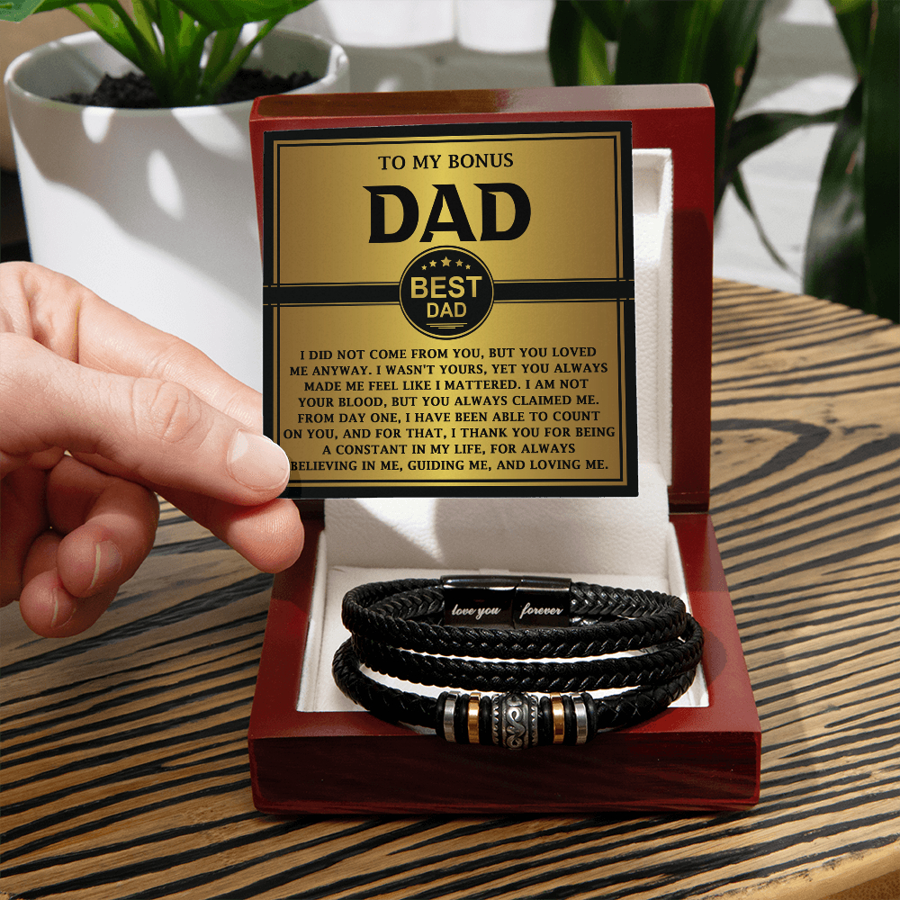 To My Bonus Dad – Heartfelt Men's Bracelet