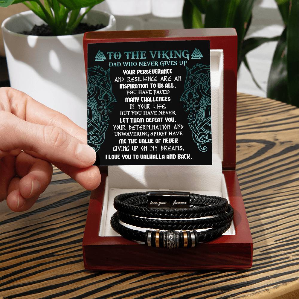 "To the Viking Dad Who Never Gives Up" – Inspirational Bracelet