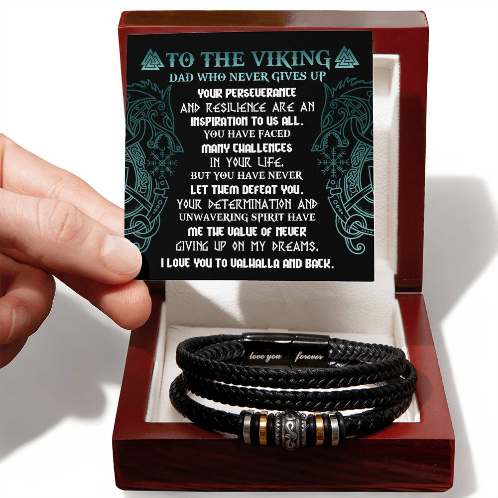 "To the Viking Dad Who Never Gives Up" – Inspirational Bracelet
