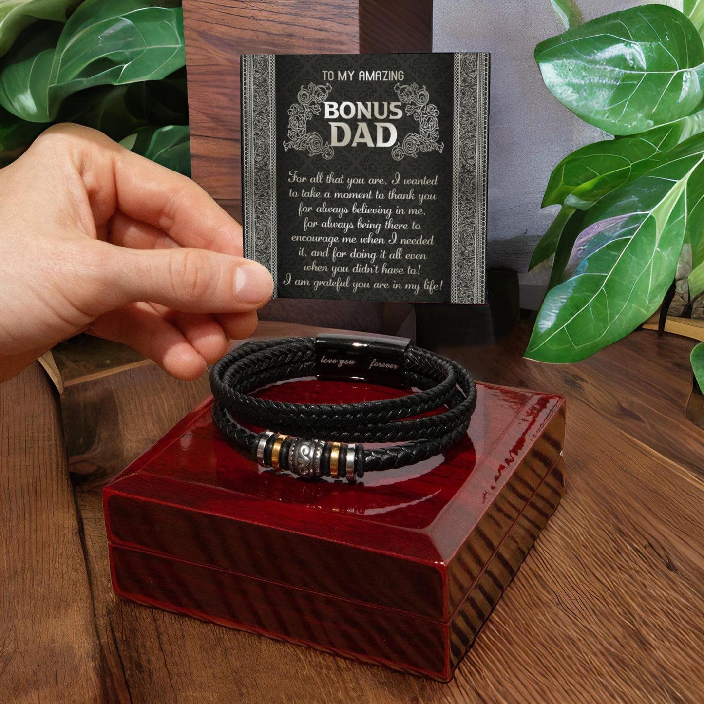 "To My Amazing Bonus Dad" – Love You Forever Bracelet
