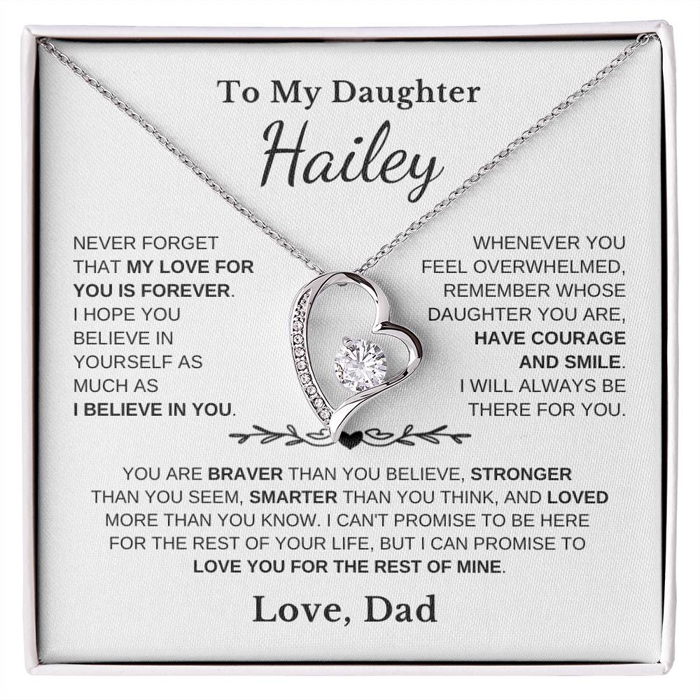 To My Daughter - Love Is Forever - Heart Necklace