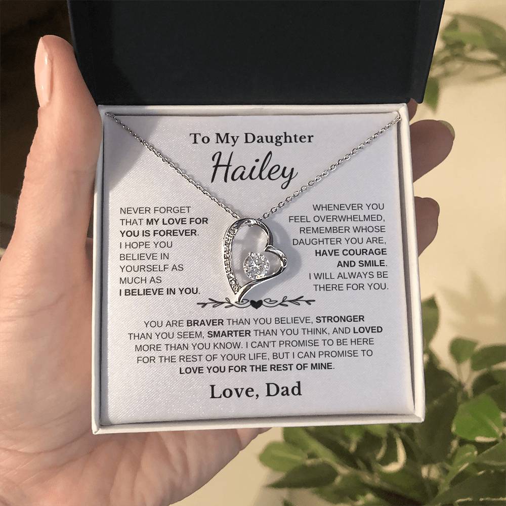 To My Daughter - Love Is Forever - Heart Necklace
