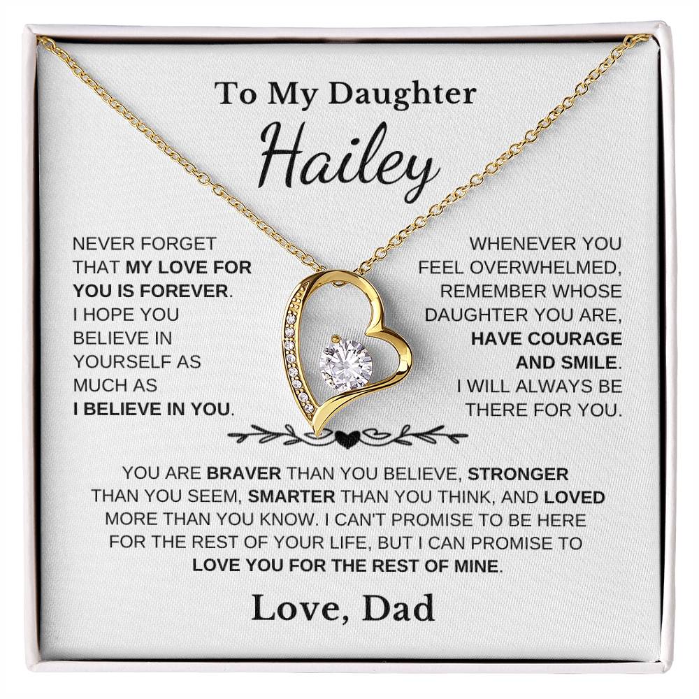 To My Daughter - Love Is Forever - Heart Necklace