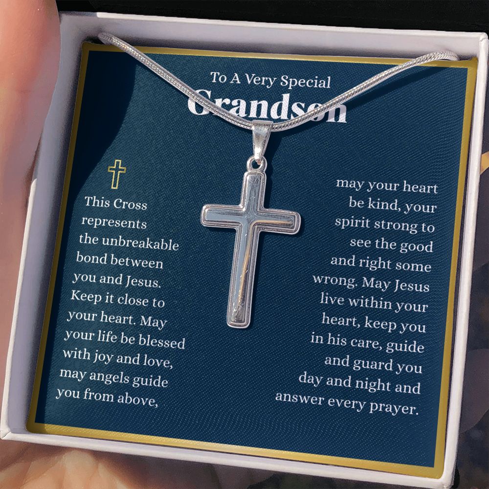 Grandson Every Prayer Cross Necklace