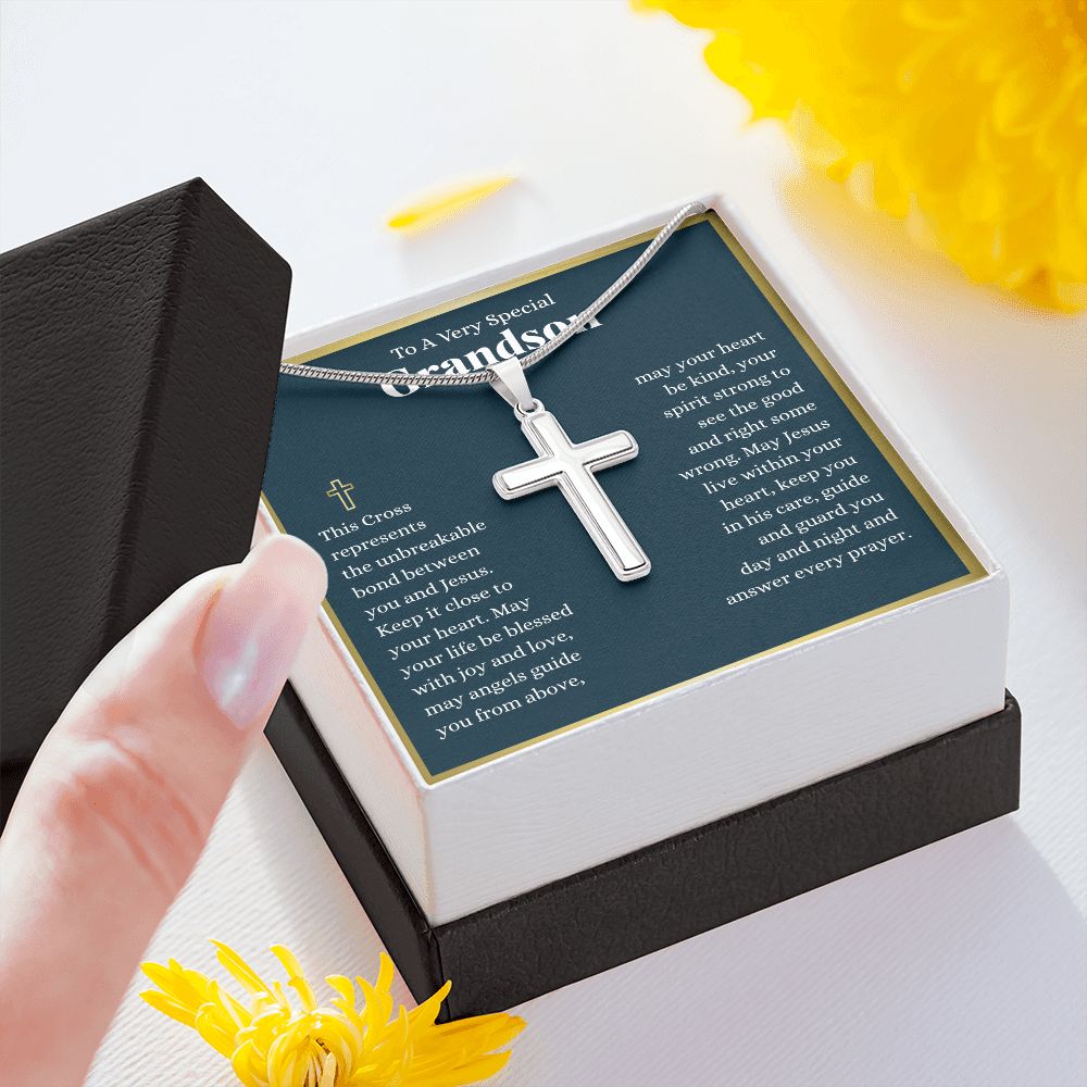 Grandson Every Prayer Cross Necklace