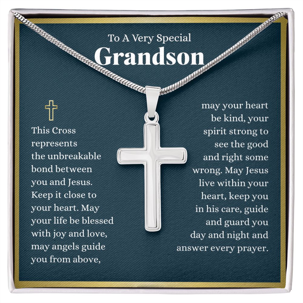 Grandson Every Prayer Cross Necklace