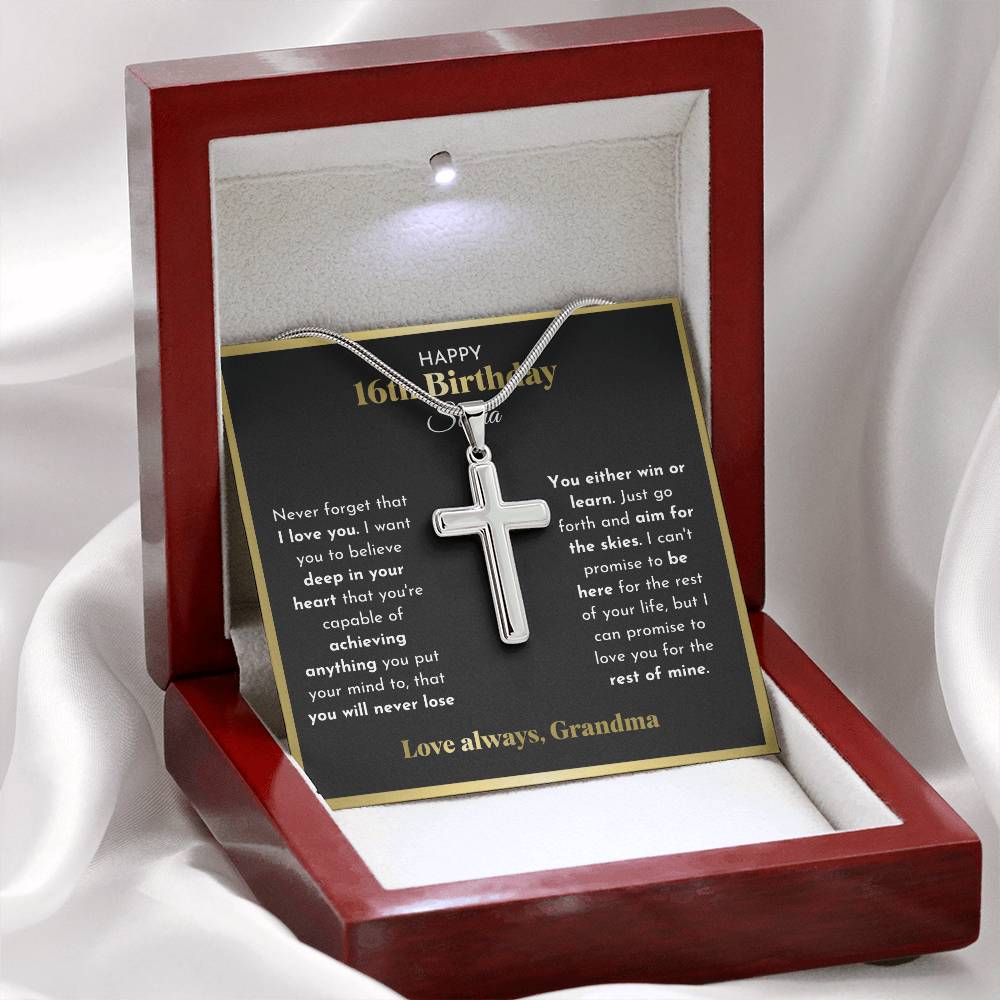 16th Birthday Cross Necklace Personalized