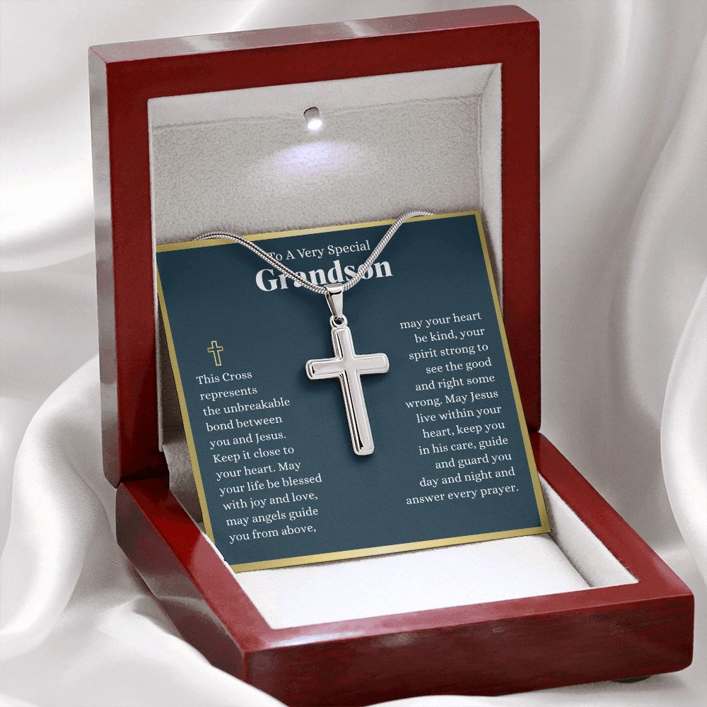 Grandson Every Prayer Cross Necklace