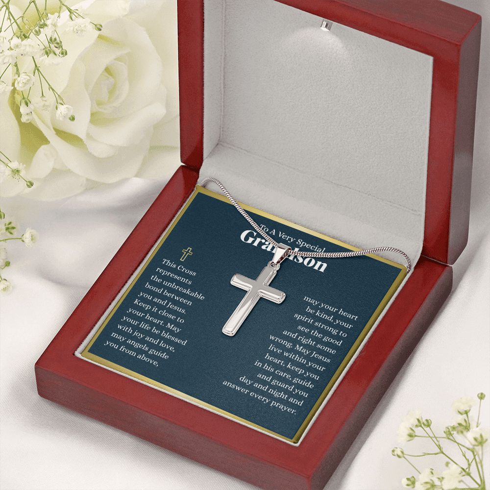 Grandson Every Prayer Cross Necklace