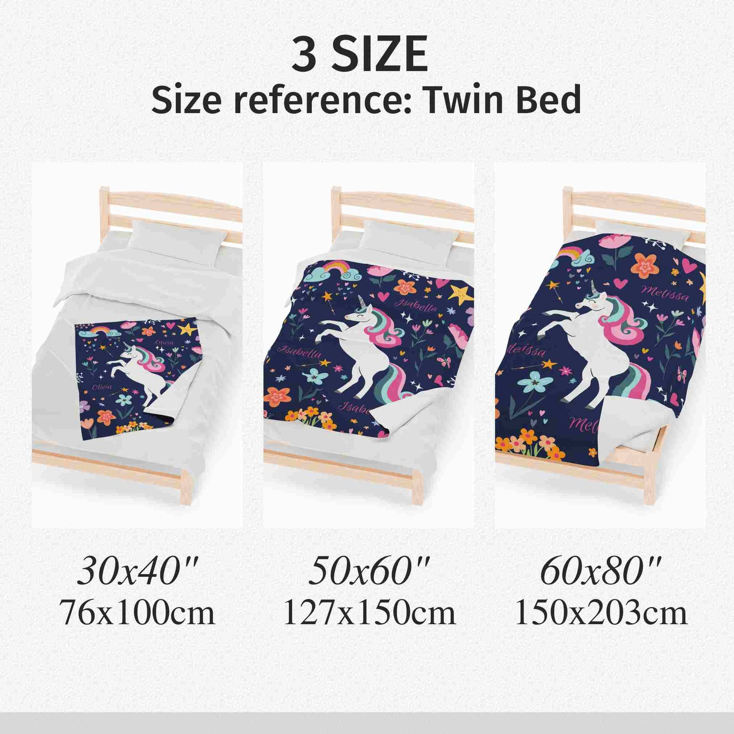 Magical Unicorn Name Plush Velveteen Blanket